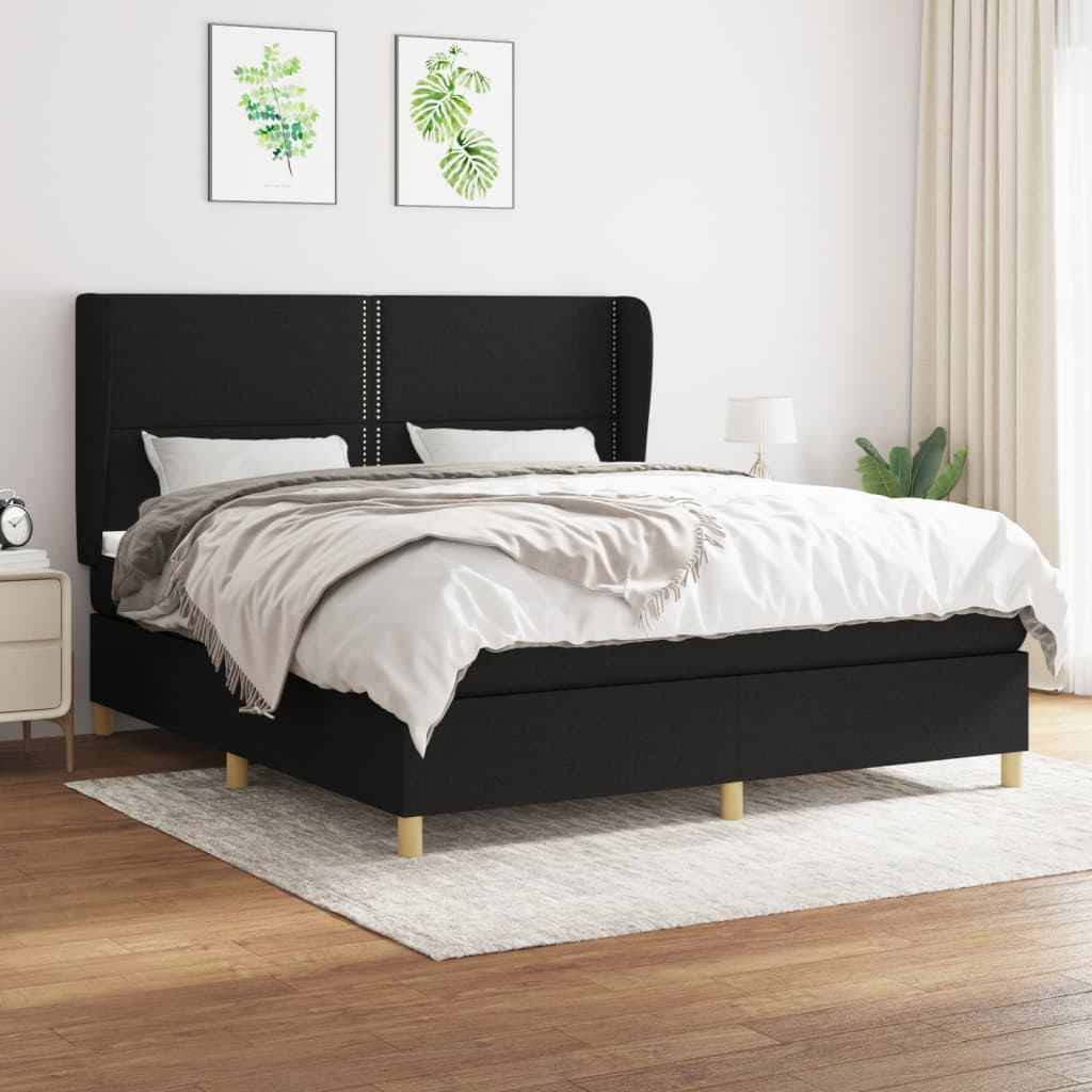 Boxspringbett Mit Matratze Stoff Schwarz