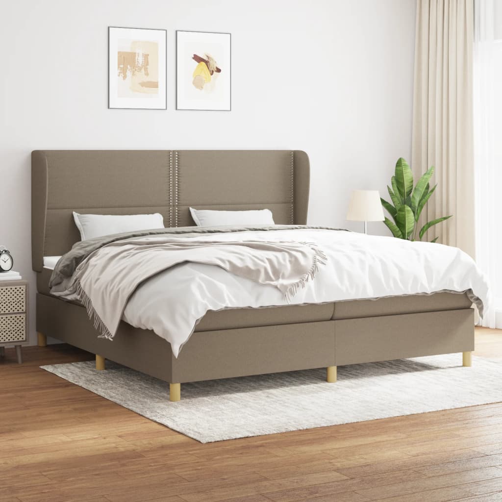 Boxspringbett Mit Matratze Stoff Taupe