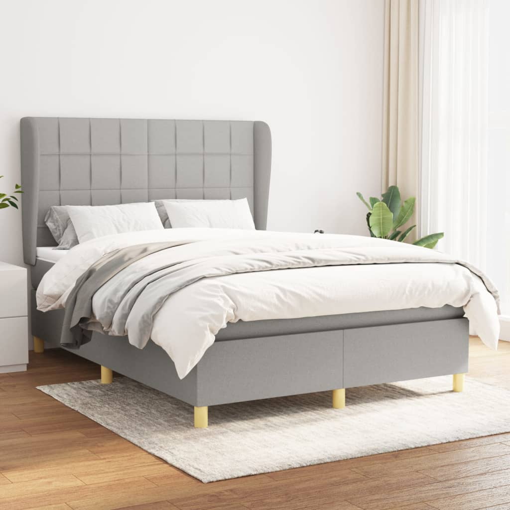 Boxspringbett Mit Matratze Stoff Hellgrau