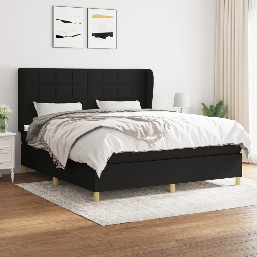 Boxspringbett Mit Matratze Stoff Schwarz