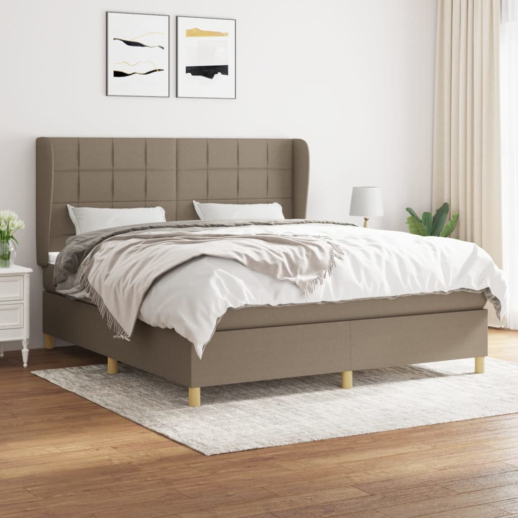 Boxspringbett Mit Matratze Stoff Taupe