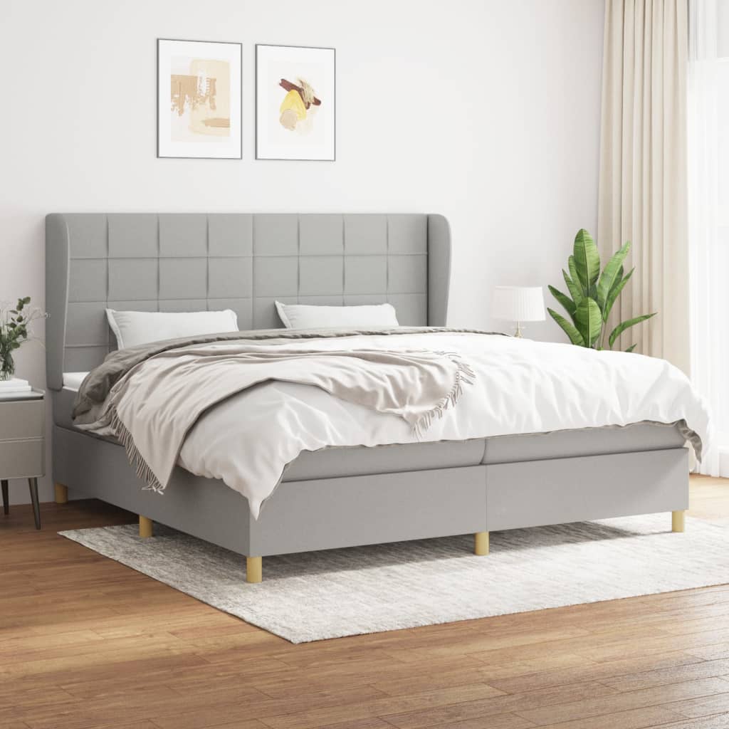 Boxspringbett Mit Matratze Stoff Hellgrau