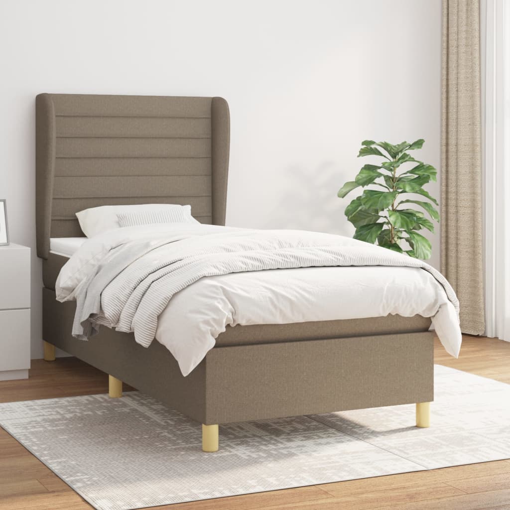 Boxspringbett Mit Matratze Stoff Taupe