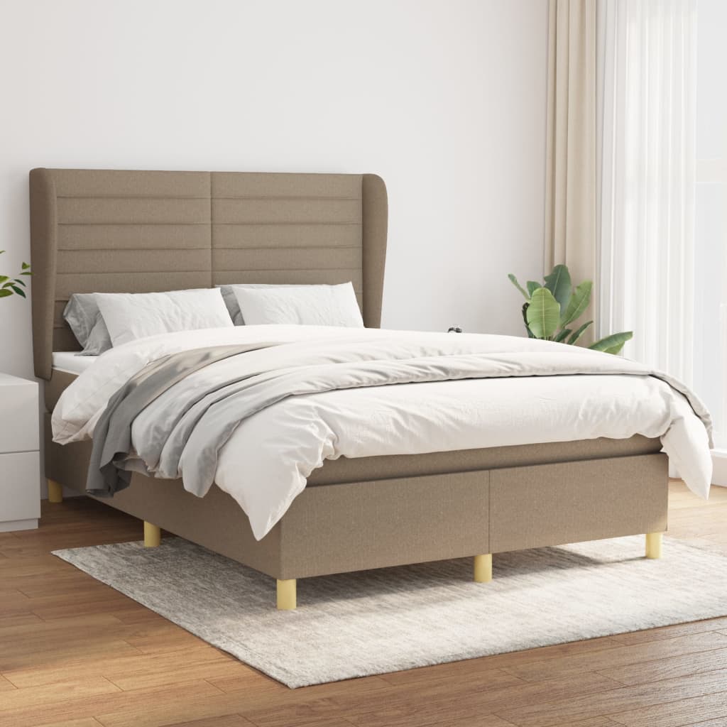 Boxspringbett Mit Matratze Stoff Taupe