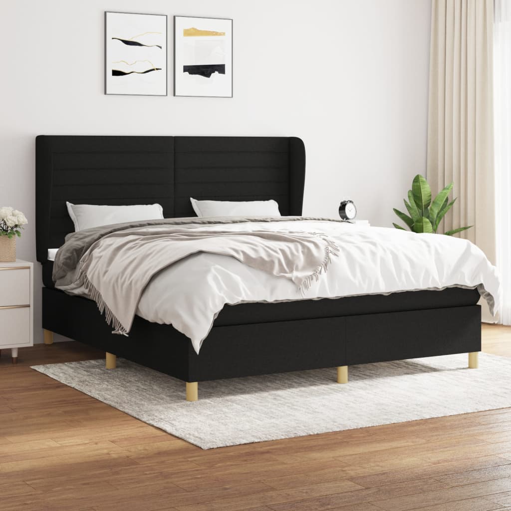 Boxspringbett Mit Matratze Stoff Schwarz