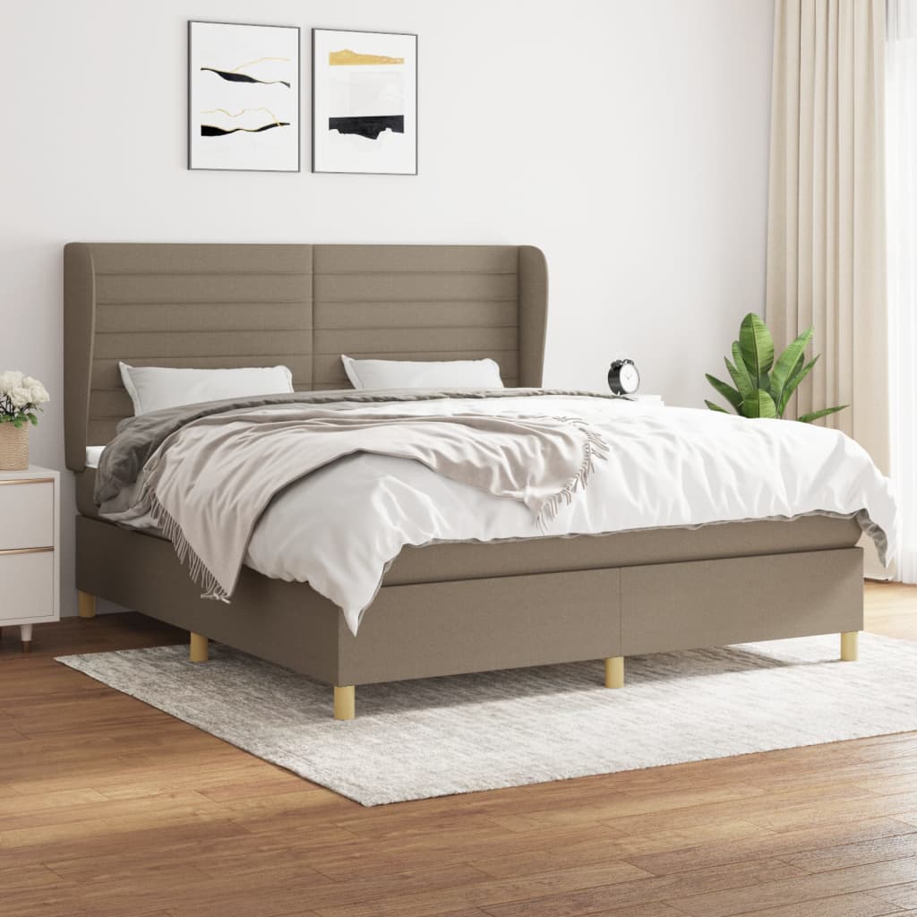 Boxspringbett Mit Matratze Stoff Taupe