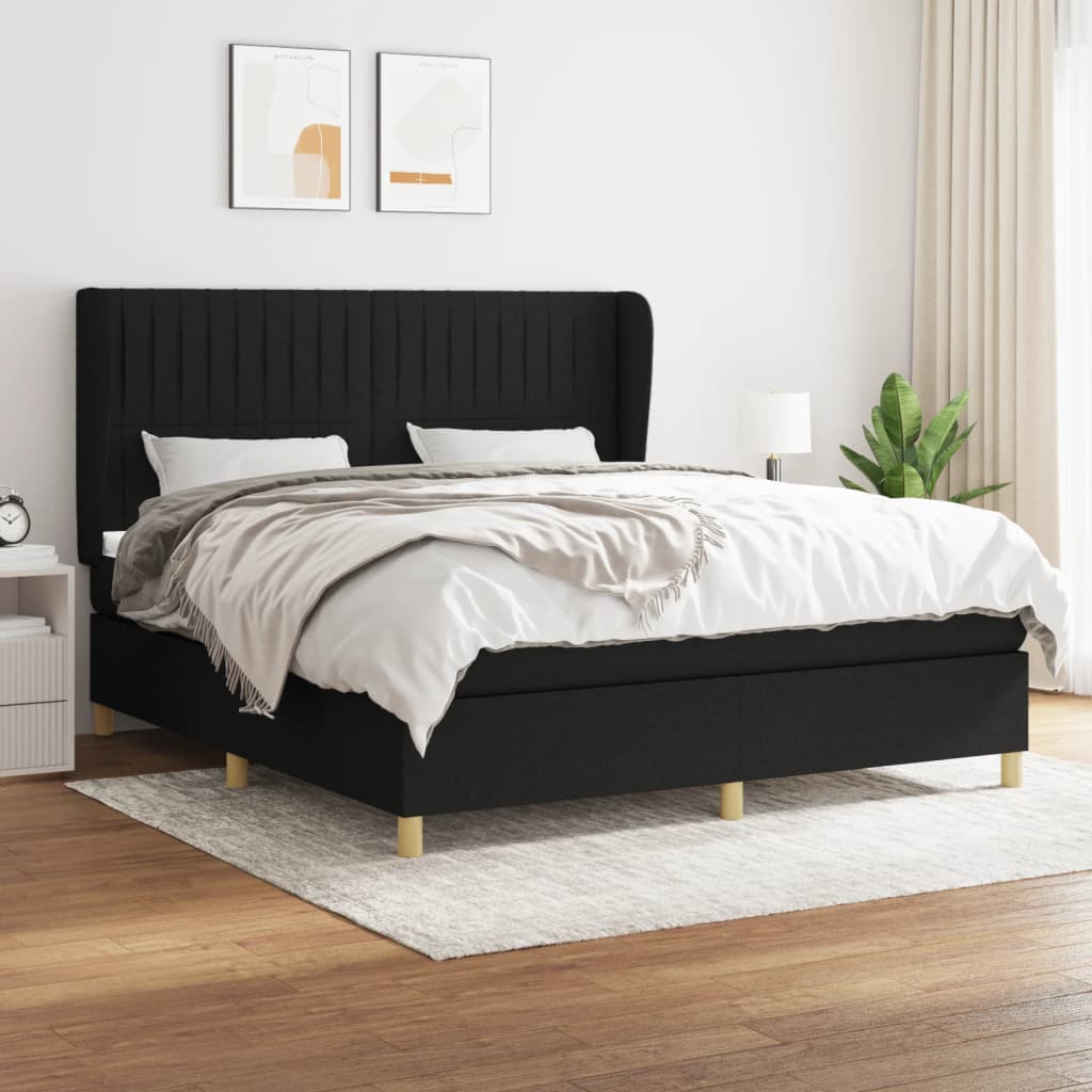 Boxspringbett Mit Matratze Stoff Schwarz