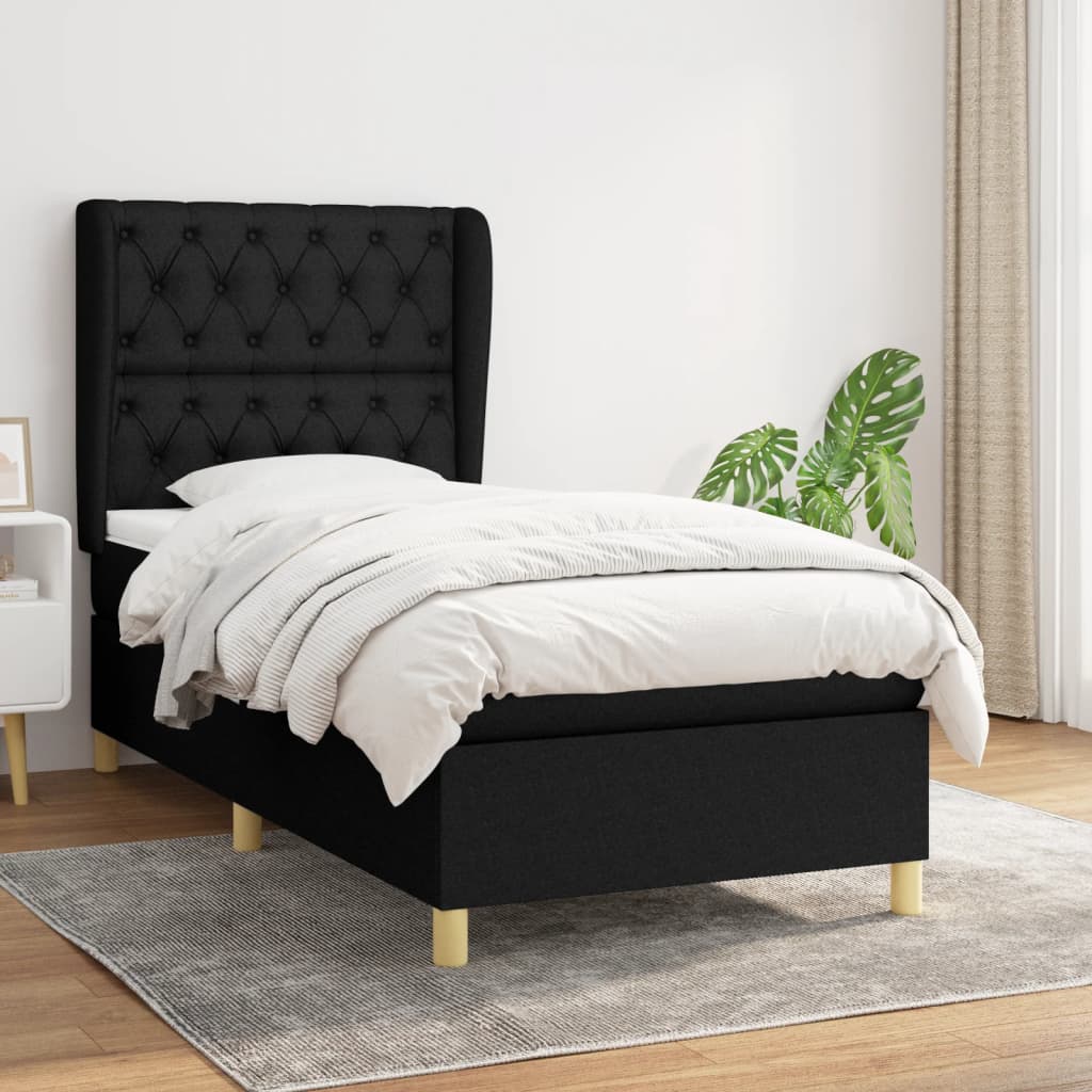Boxspringbett Mit Matratze Stoff Schwarz