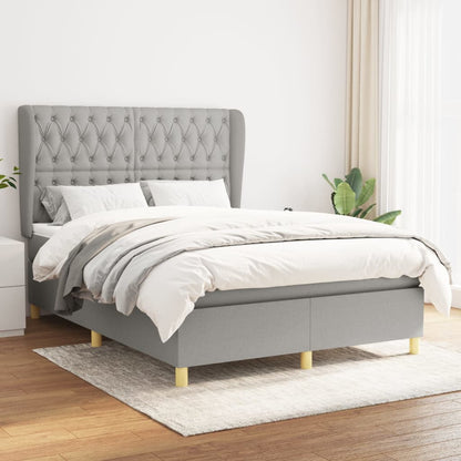 Boxspringbett Mit Matratze Stoff Hellgrau
