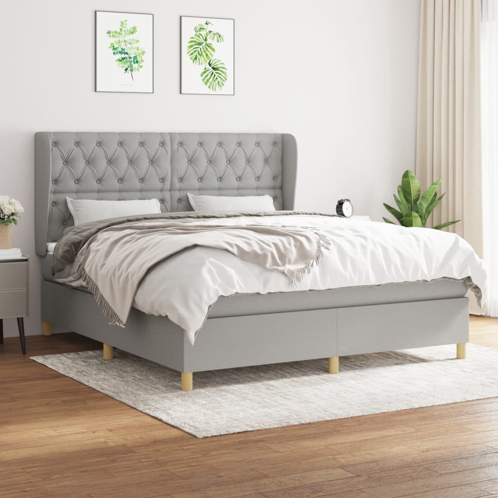 Boxspringbett Mit Matratze Stoff Hellgrau