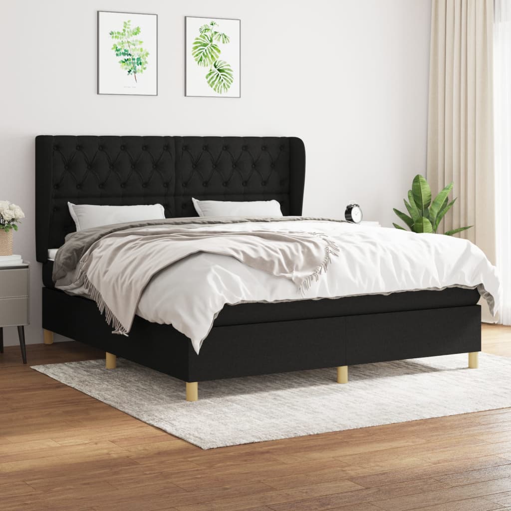 Boxspringbett Mit Matratze Stoff Schwarz