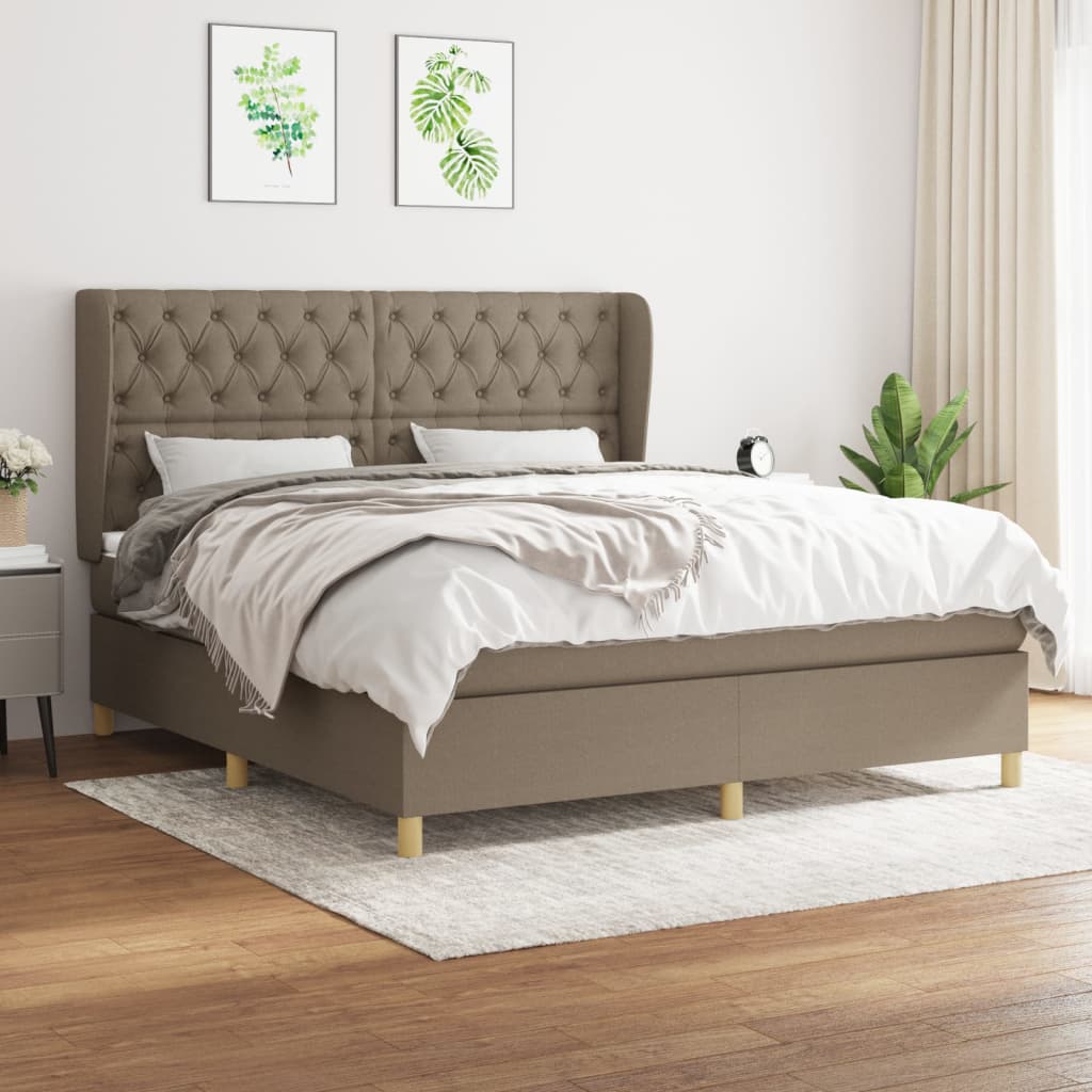 Boxspringbett Mit Matratze Stoff Taupe