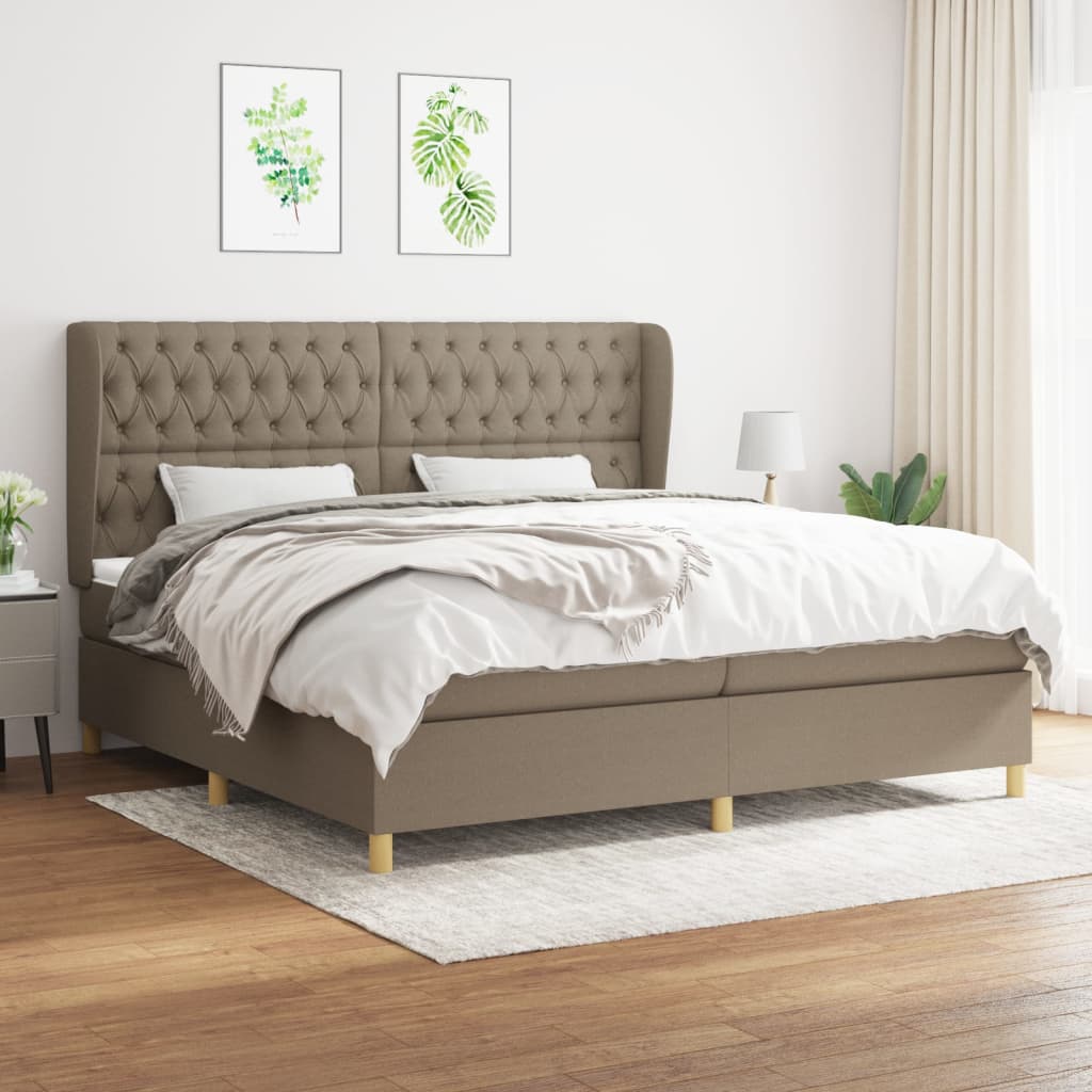 Boxspringbett Mit Matratze Stoff Taupe