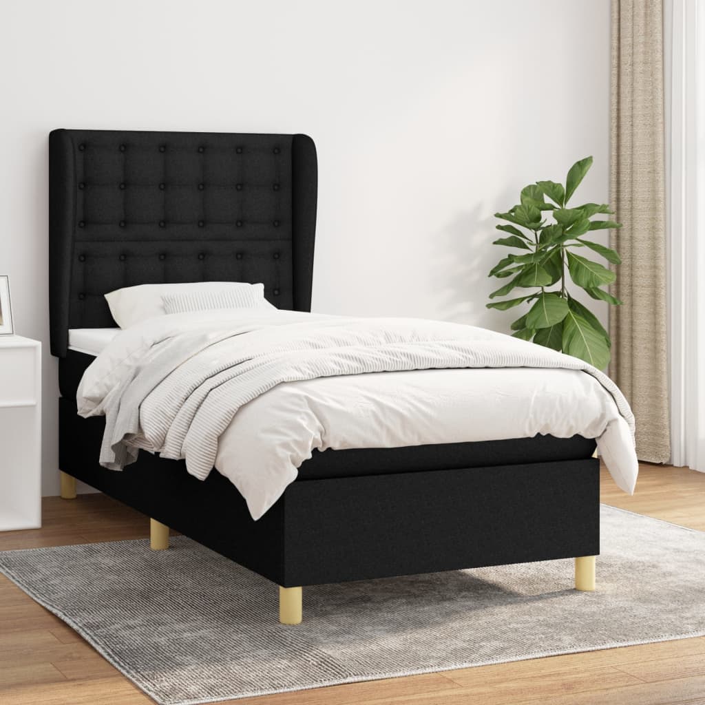 Boxspringbett Mit Matratze Stoff Schwarz