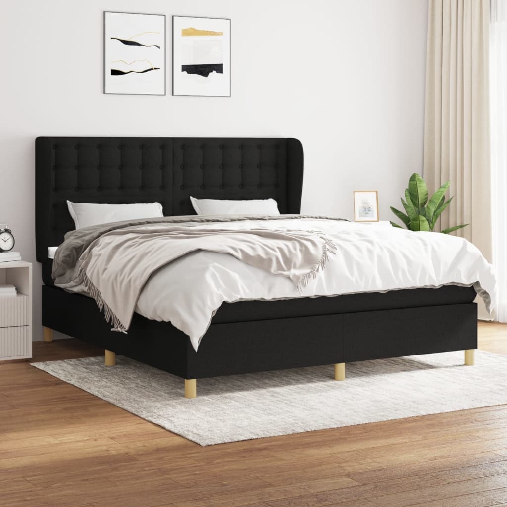Boxspringbett Mit Matratze Stoff Schwarz