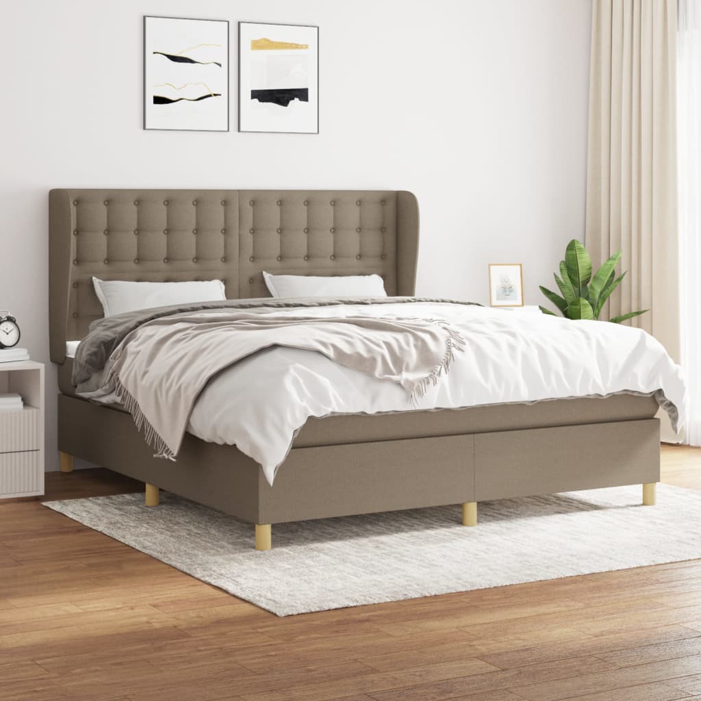 Boxspringbett Mit Matratze Stoff Taupe