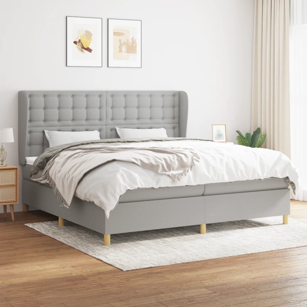 Boxspringbett Mit Matratze Stoff Hellgrau