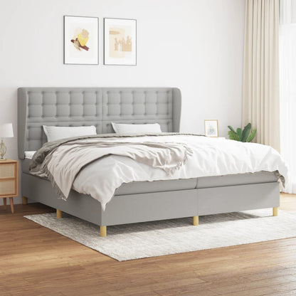 Boxspringbett Mit Matratze Stoff Hellgrau