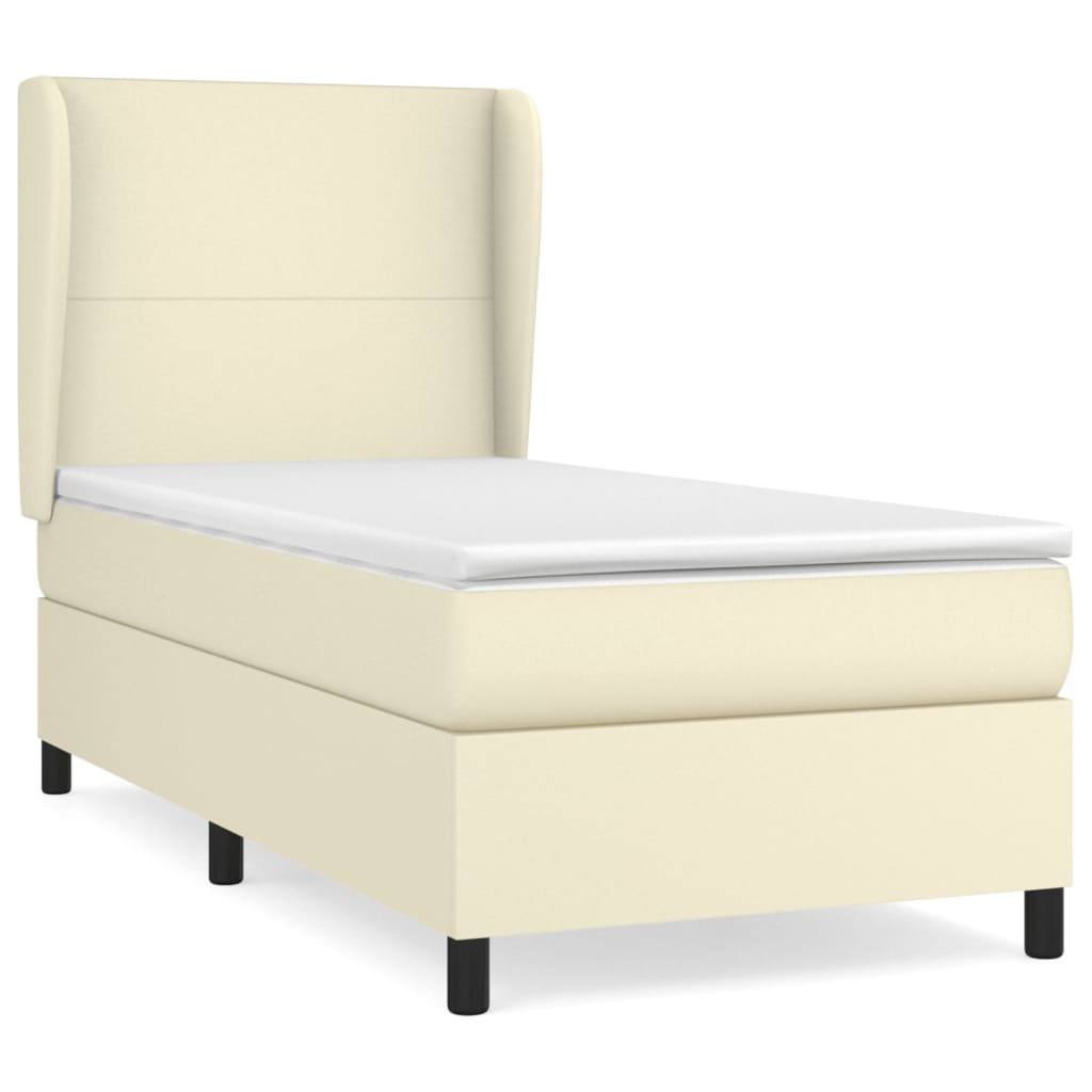 Boxspringbett Mit Matratze Kunstleder Creme