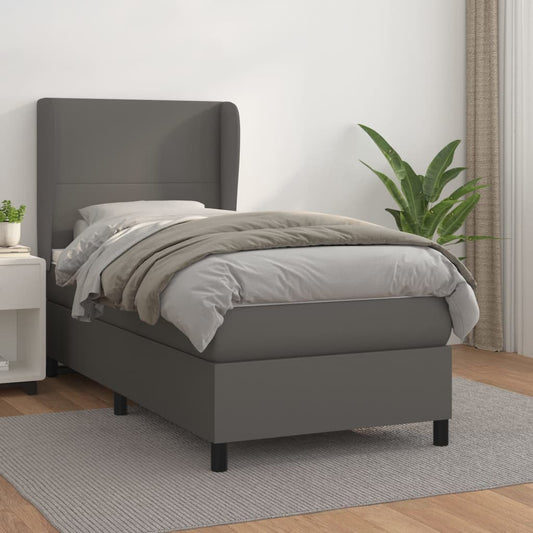 Boxspringbett Mit Matratze Kunstleder Grau