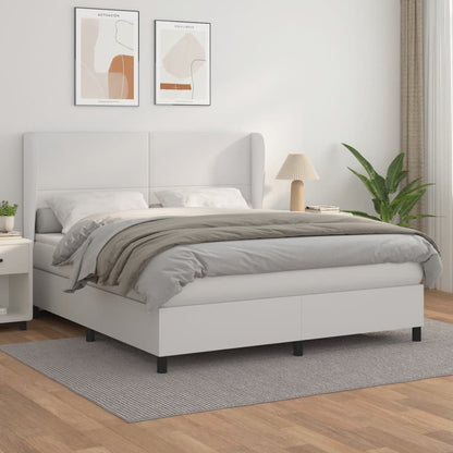 Boxspringbett Mit Matratze Kunstleder Weiß