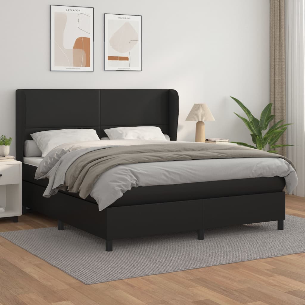 Boxspringbett Mit Matratze Kunstleder Schwarz