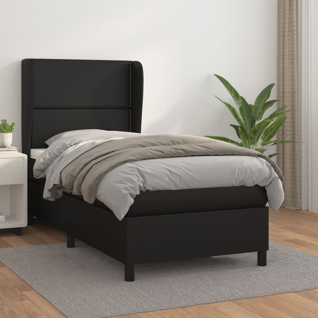 Boxspringbett Mit Matratze Kunstleder Schwarz