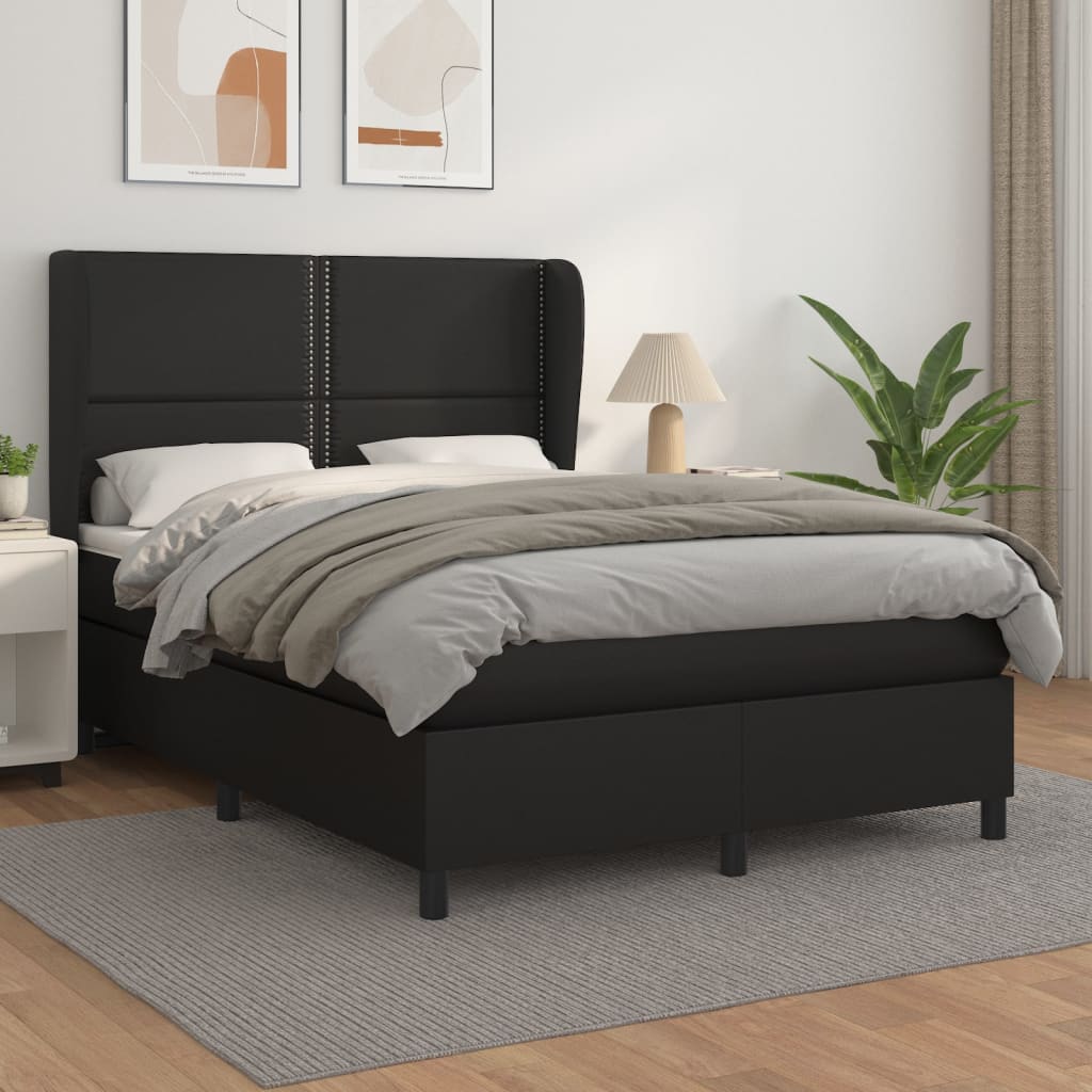 Boxspringbett Mit Matratze Kunstleder Schwarz