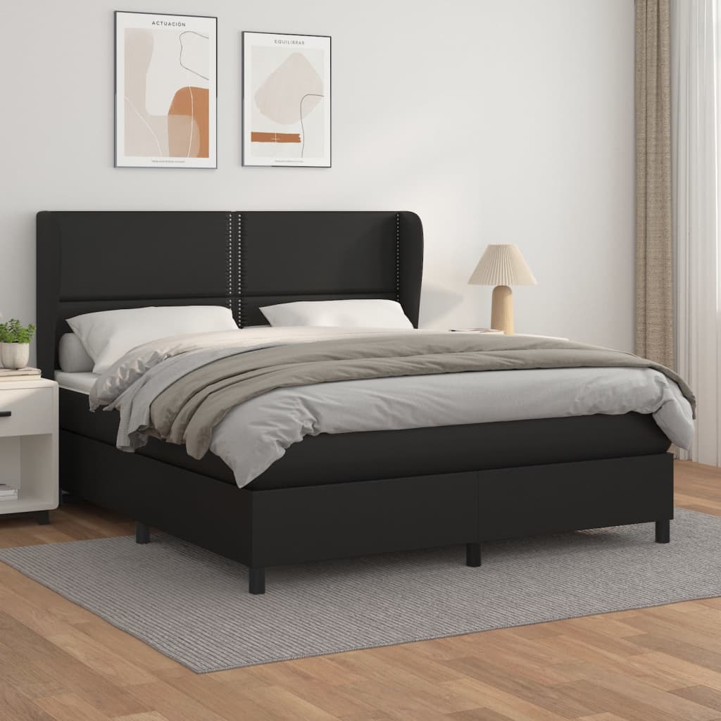Boxspringbett Mit Matratze Kunstleder Schwarz