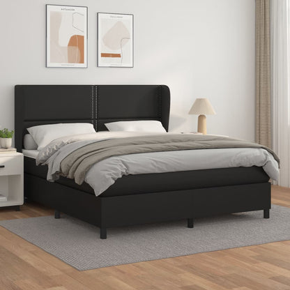 Boxspringbett Mit Matratze Kunstleder Schwarz