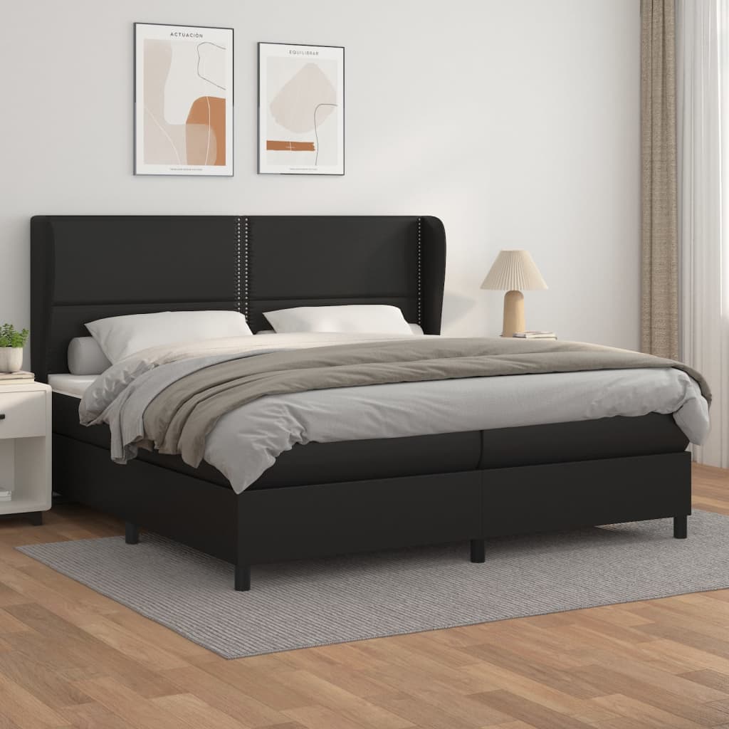 Boxspringbett Mit Matratze Kunstleder Schwarz