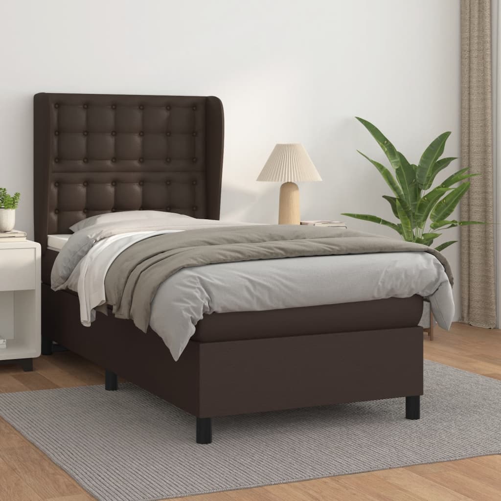 Boxspringbett Mit Matratze Kunstleder Braun