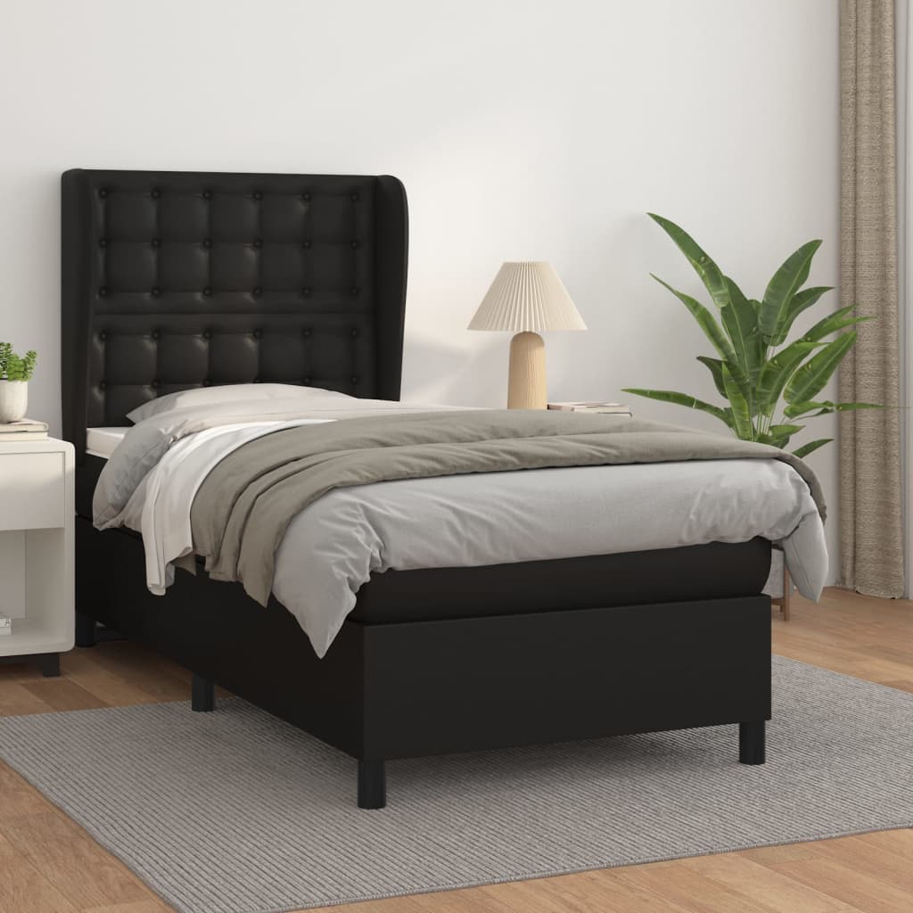 Boxspringbett Mit Matratze Kunstleder Schwarz