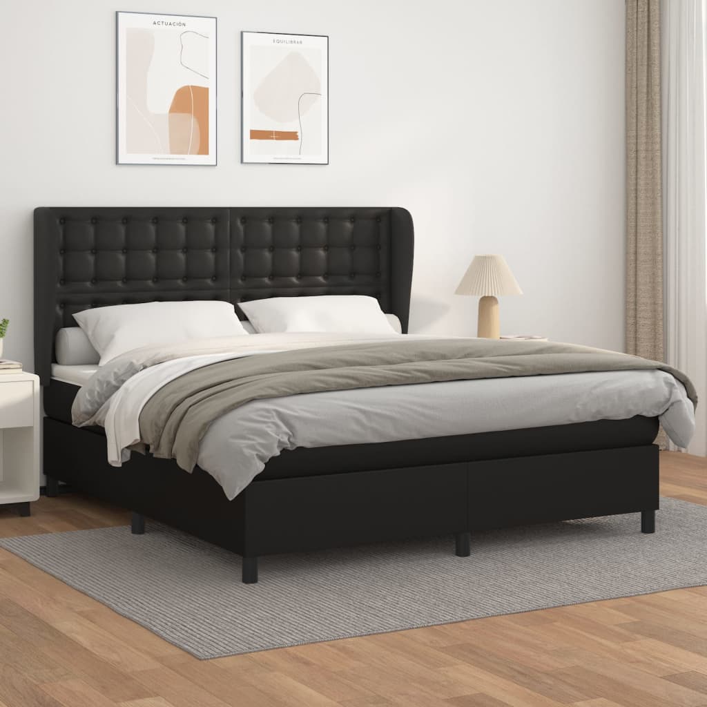 Boxspringbett Mit Matratze Kunstleder Schwarz