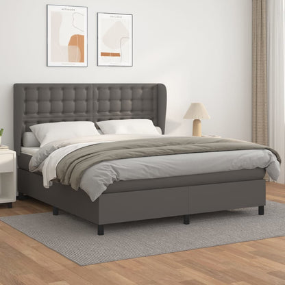 Boxspringbett Mit Matratze Kunstleder Grau
