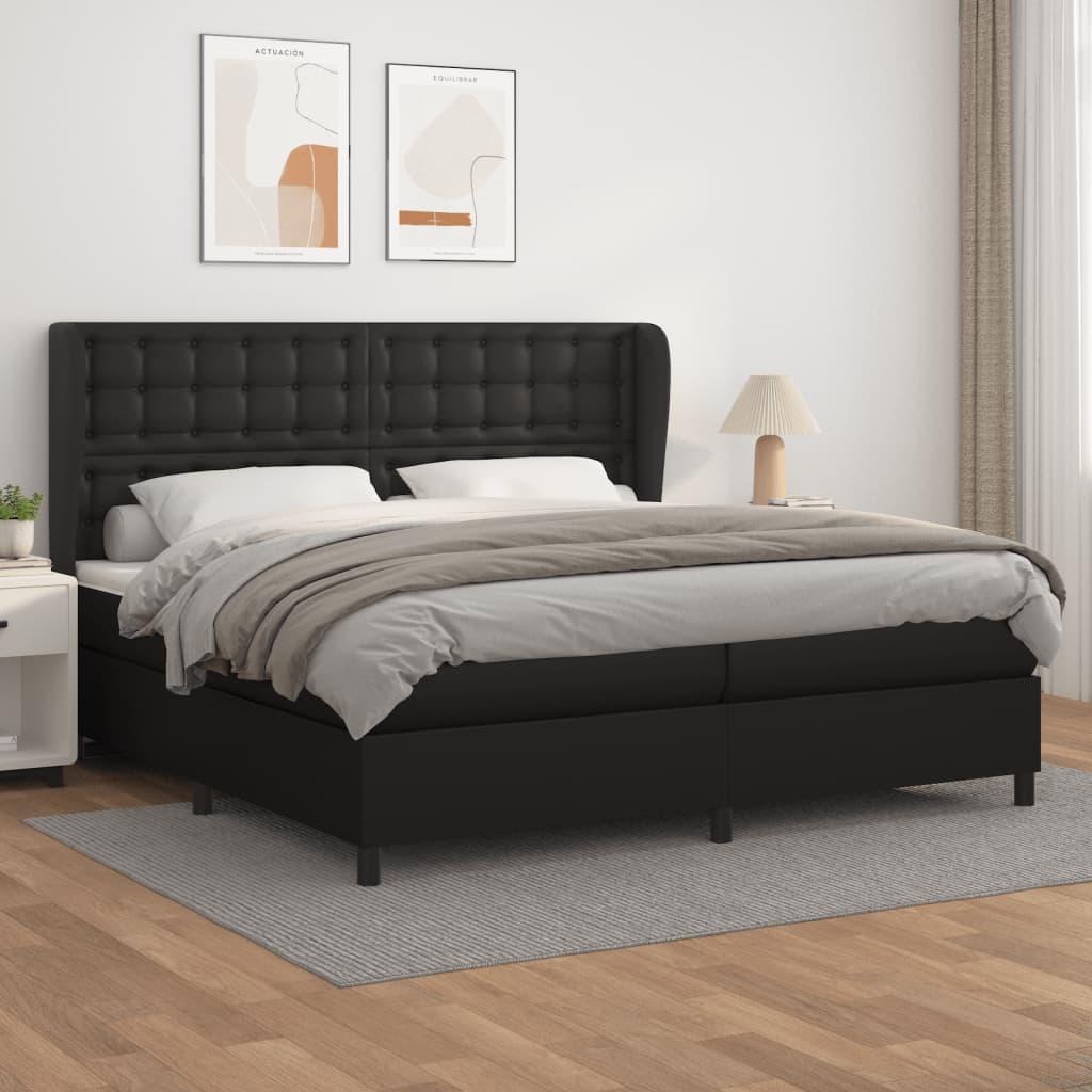 Boxspringbett Mit Matratze Kunstleder Schwarz