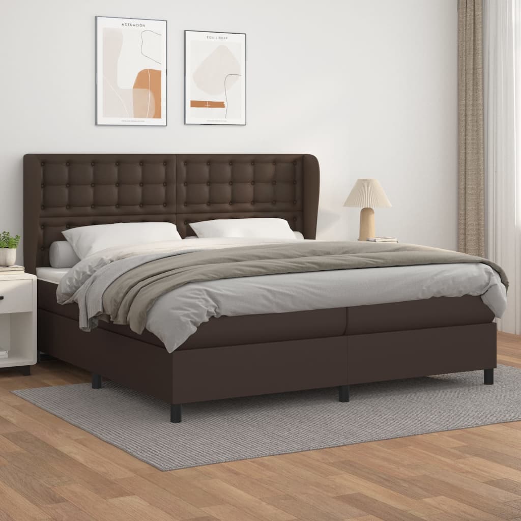 Boxspringbett Mit Matratze Kunstleder Braun