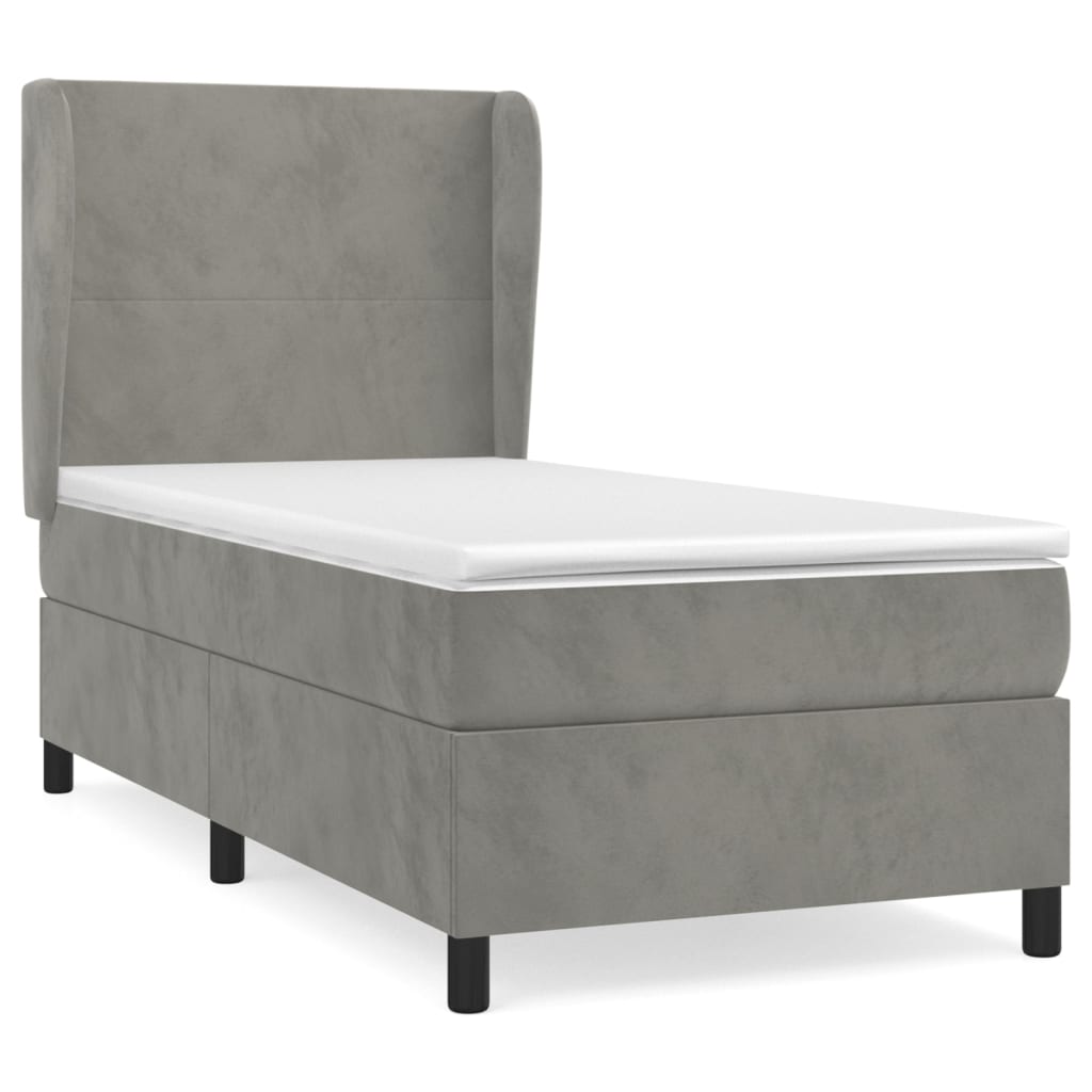 Boxspringbett Mit Matratze Samt Hellgrau