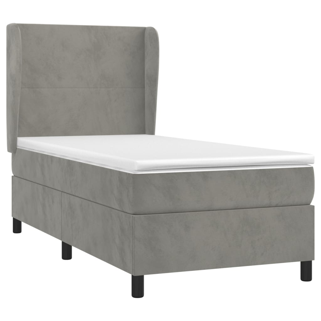 Boxspringbett Mit Matratze Samt Hellgrau