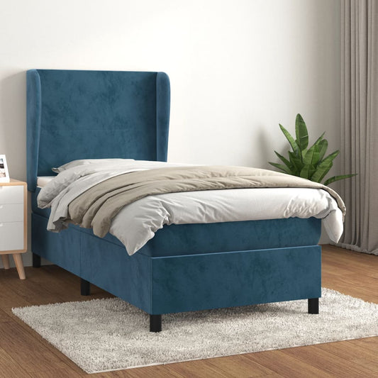 Boxspringbett Mit Matratze Samt Dunkelblau