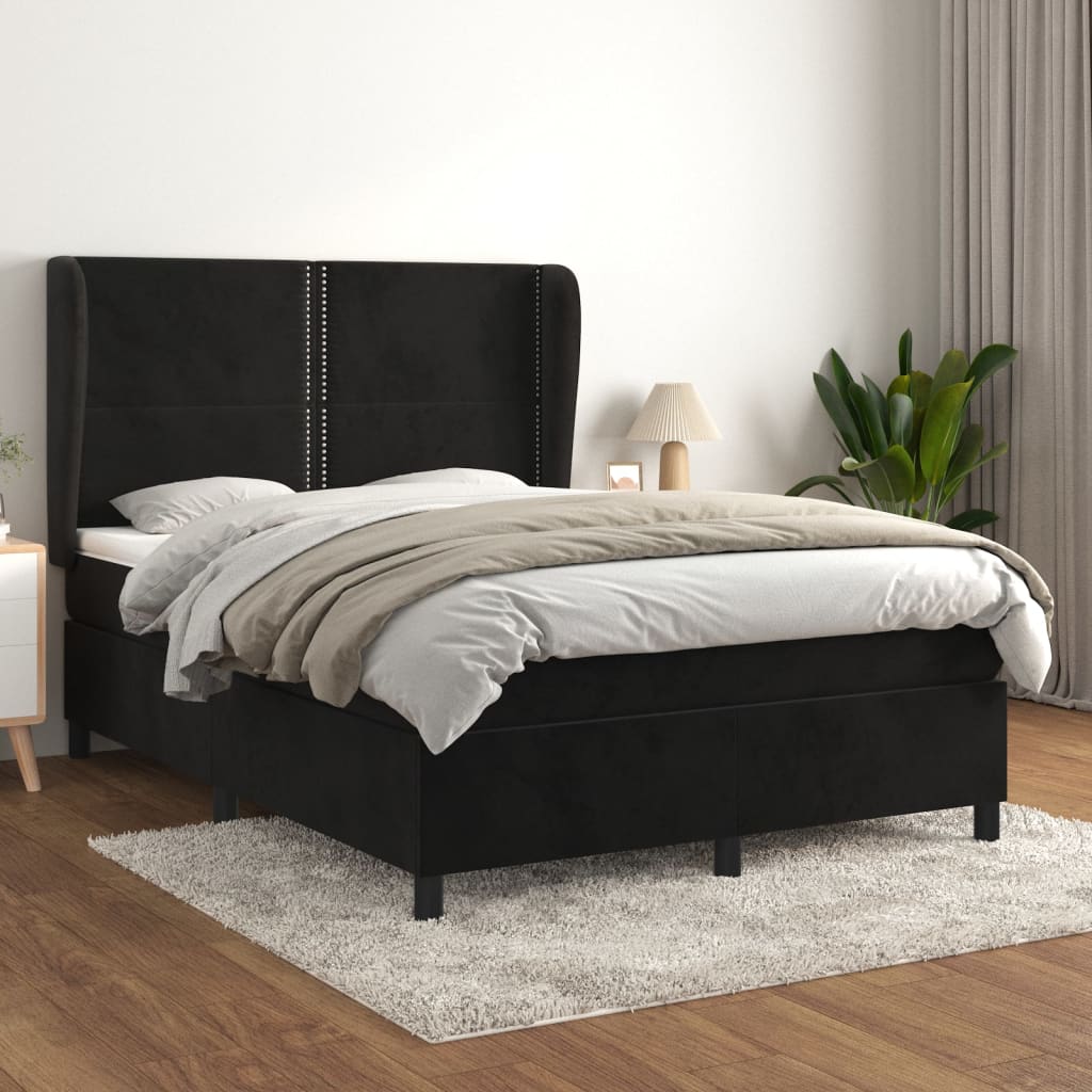 Boxspringbett Mit Matratze Samt Schwarz
