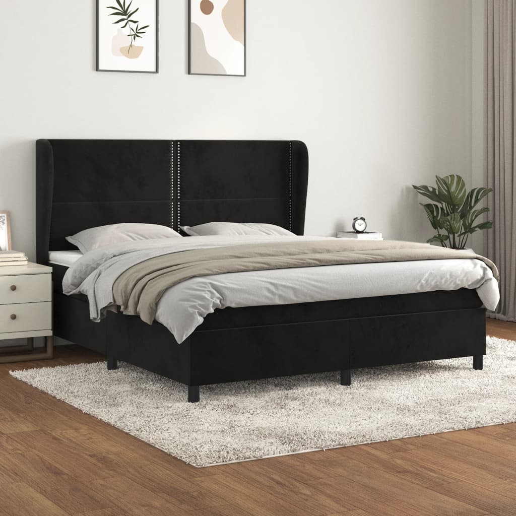 Boxspringbett Mit Matratze Samt Schwarz