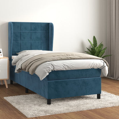 Boxspringbett Mit Matratze Samt Dunkelblau