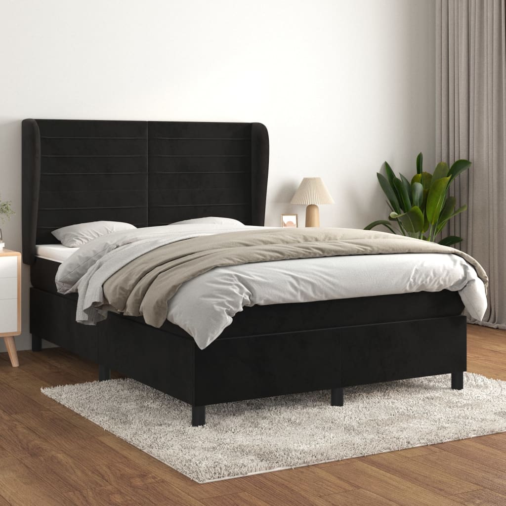 Boxspringbett Mit Matratze Samt Schwarz