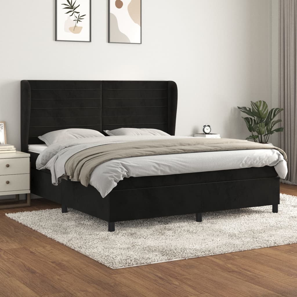 Boxspringbett Mit Matratze Samt Schwarz