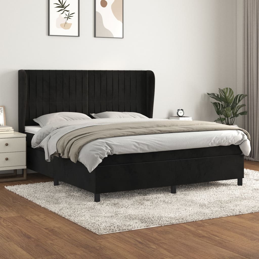 Boxspringbett Mit Matratze Samt Schwarz