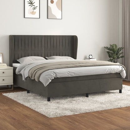 Boxspringbett Mit Matratze Samt Dunkelgrau
