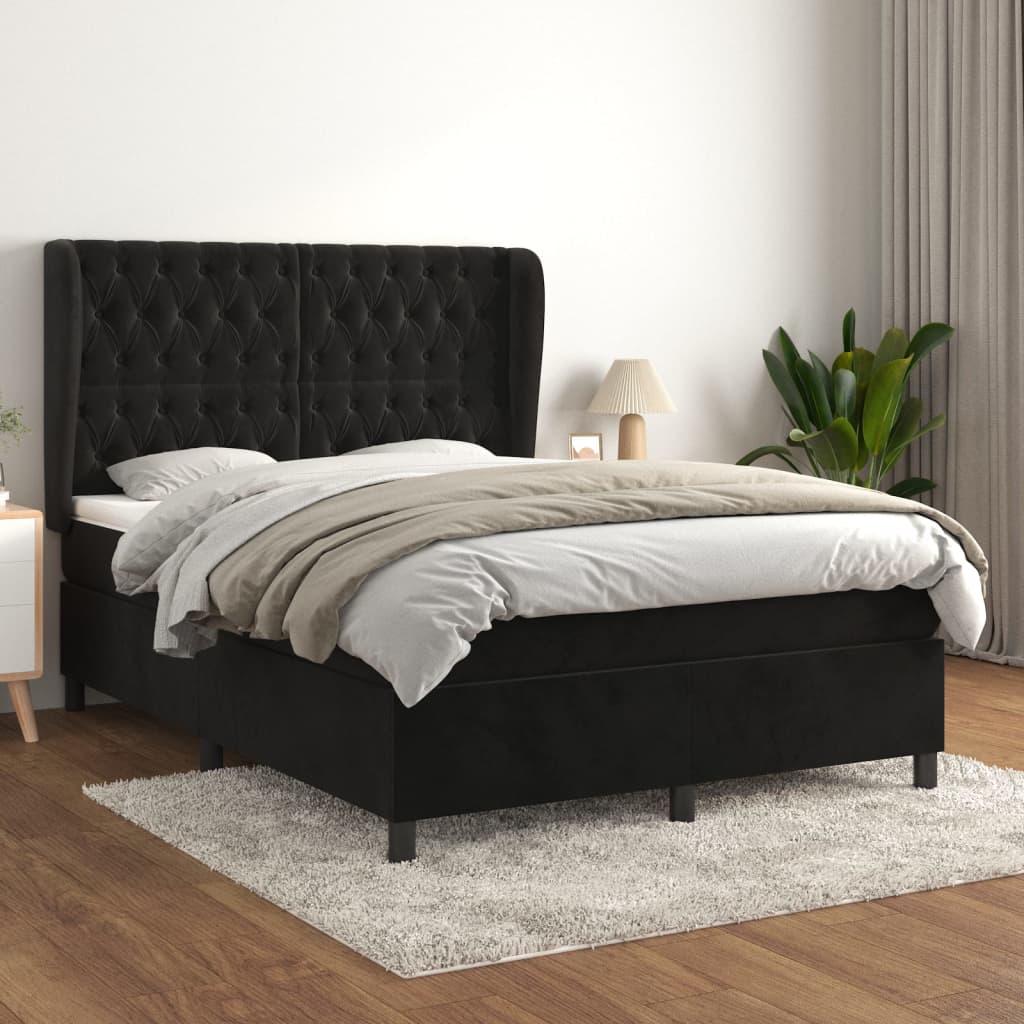 Boxspringbett Mit Matratze Samt Schwarz