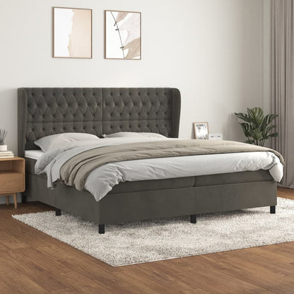 Boxspringbett Mit Matratze Samt Dunkelgrau