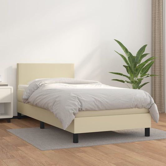 Boxspringbett Mit Matratze Kunstleder Creme